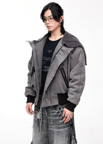 【People Style】3D silhouette gimmick design full zip hoodie jacket  PS0061