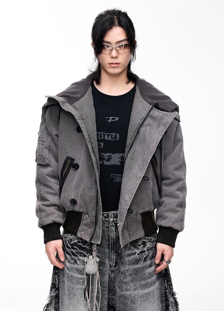 【People Style】3D silhouette gimmick design full zip hoodie jacket  PS0061