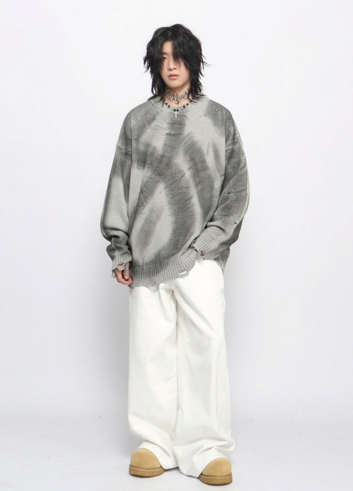 【Mz】Random wave washed knit sweater  MZ0055