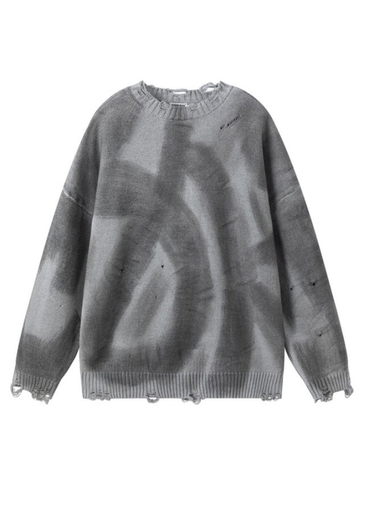 【Mz】Random wave washed knit sweater  MZ0055