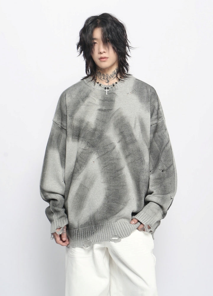 【Mz】Random wave washed knit sweater  MZ0055