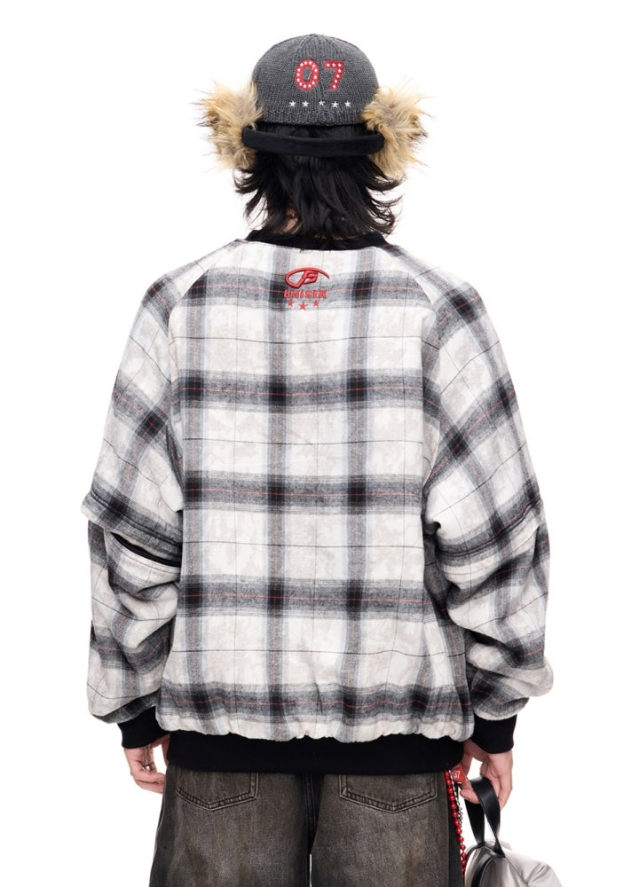 【People Style】Balanced check pattern color point initial design sweatshirt  PS0058