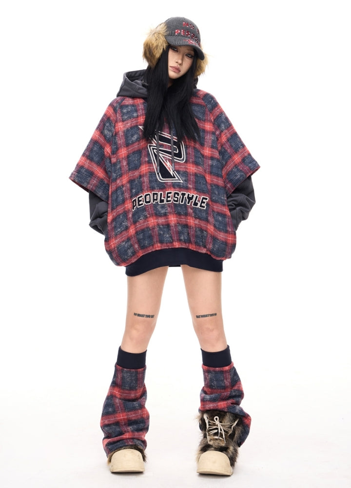 【People Style】Balanced check pattern color point initial design sweatshirt  PS0058