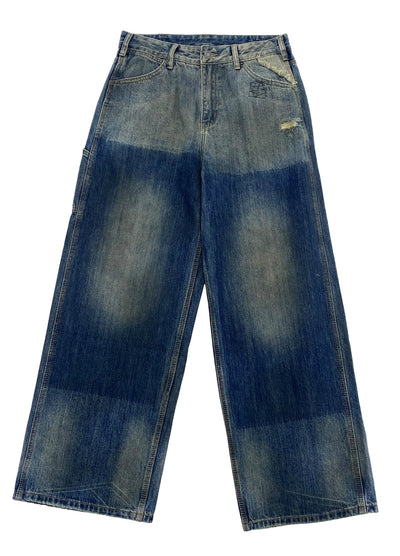 【MICHINNYON】Double base color dull wide silhouette denim pants  MY0027