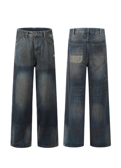 【MICHINNYON】Double base color dull wide silhouette denim pants  MY0027