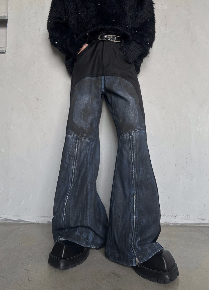 パンツ gimmick leather cotton denim pants y2k gimmick leather cotton denim pants y2k