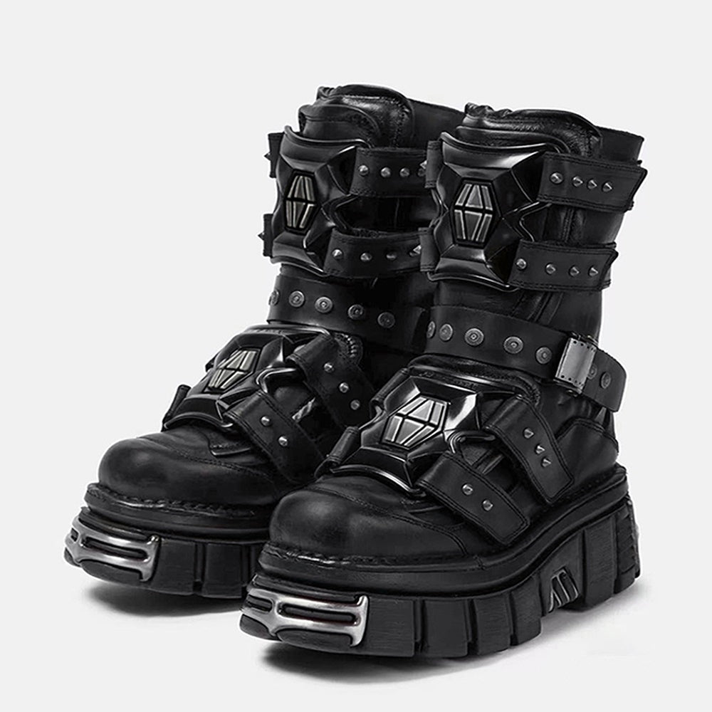 【12/16新作】Multi-gimmick belt Design High-Cut Boots HL3112 Black / 35