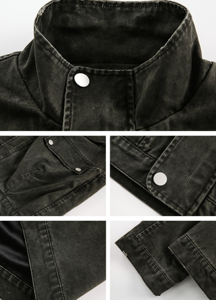 BLACK BB】Dull navy base denim line loose style jacket BK0066 – HI 