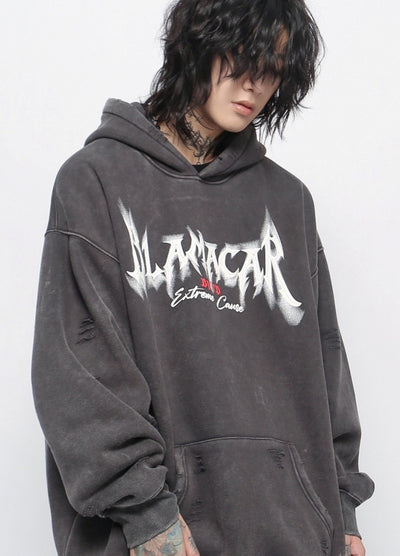 【Mz】Ground initial wide dark color hoodie  MZ0054