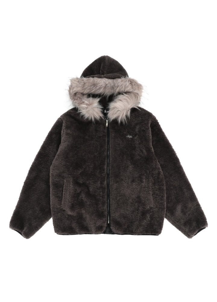 【Mz】Fur Hoody Mohair Fabric Design Full Zip Jacket  MZ0060