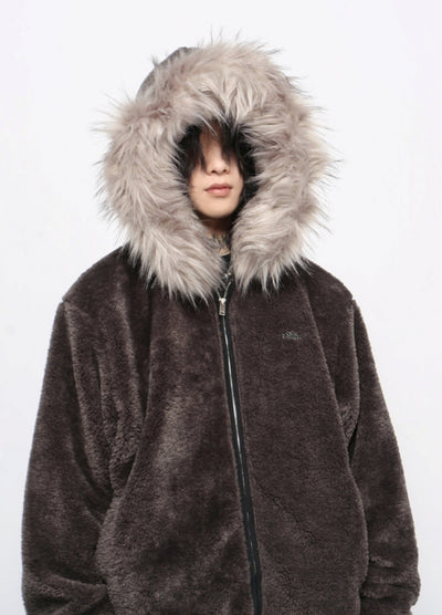 【Mz】Fur Hoody Mohair Fabric Design Full Zip Jacket  MZ0060