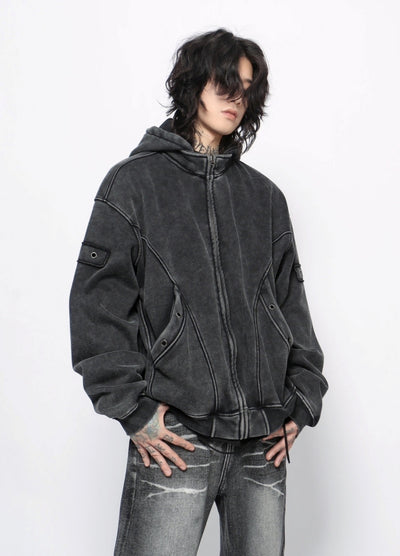 【Mz】Washed base color full zip hoodie  MZ0057