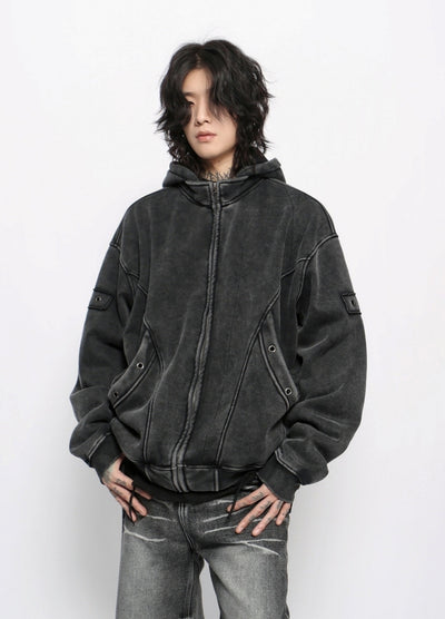 【Mz】Washed base color full zip hoodie  MZ0057