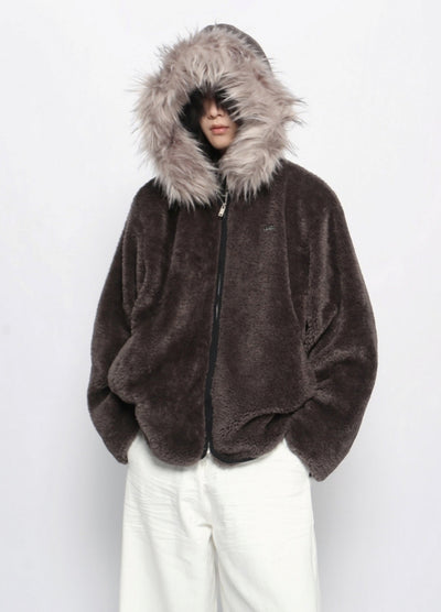 【Mz】Fur Hoody Mohair Fabric Design Full Zip Jacket  MZ0060