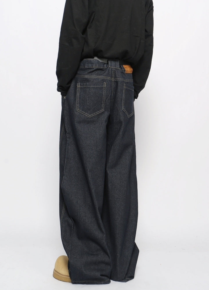 【Mz】Basic wide straight silhouette denim pants  MZ0059