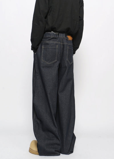 【Mz】Basic wide straight silhouette denim pants  MZ0059