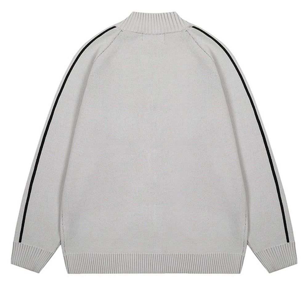 【NIHAOHAO】Full zip style number initial sporty knit sweater  NH0191