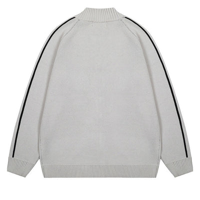 【NIHAOHAO】Full zip style number initial sporty knit sweater  NH0191