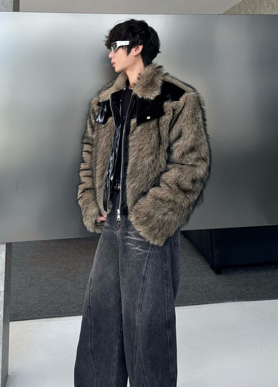 【MARTHENAUT】Gimmick fur design short silhouette wide jacket  MH0059