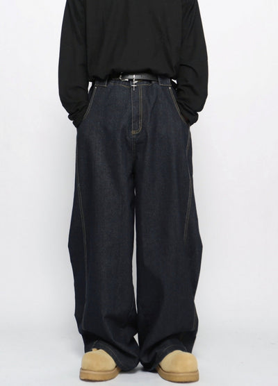 【Mz】Basic wide straight silhouette denim pants  MZ0059