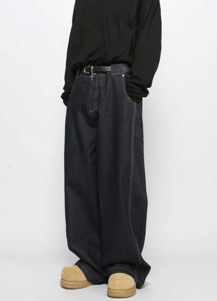 【Mz】Basic wide straight silhouette denim pants  MZ0059