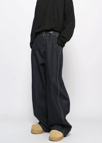 【Mz】Basic wide straight silhouette denim pants  MZ0059