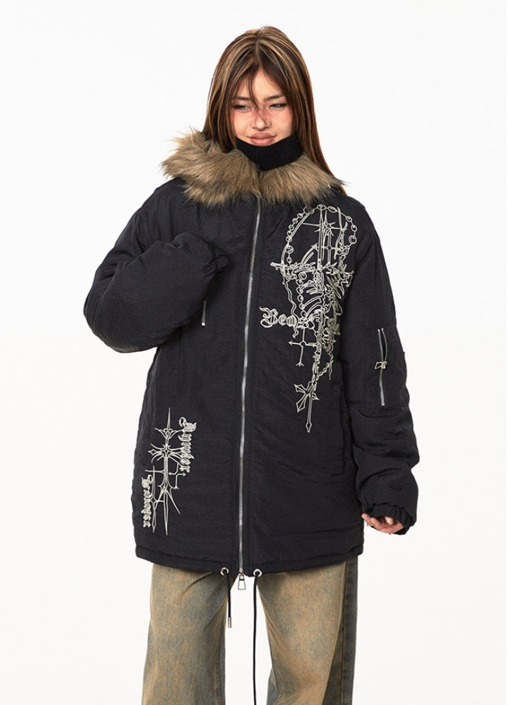 【BLACK BB】Front subculture design loose silhouette fur style jacket  BK0065