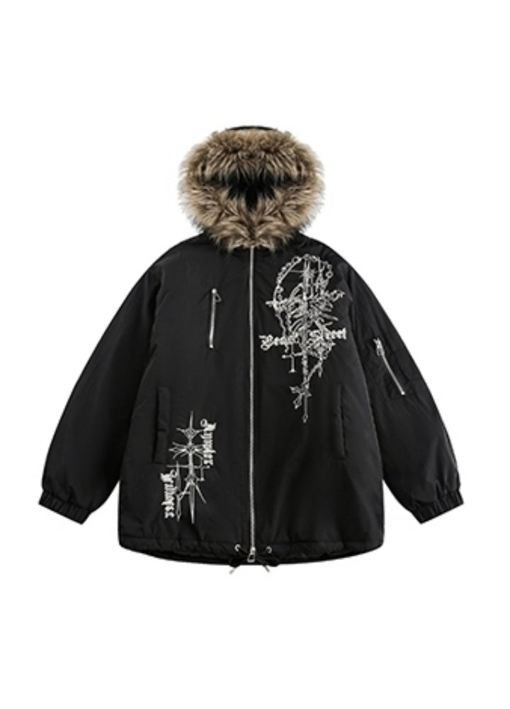 【BLACK BB】Front subculture design loose silhouette fur style jacket  BK0065