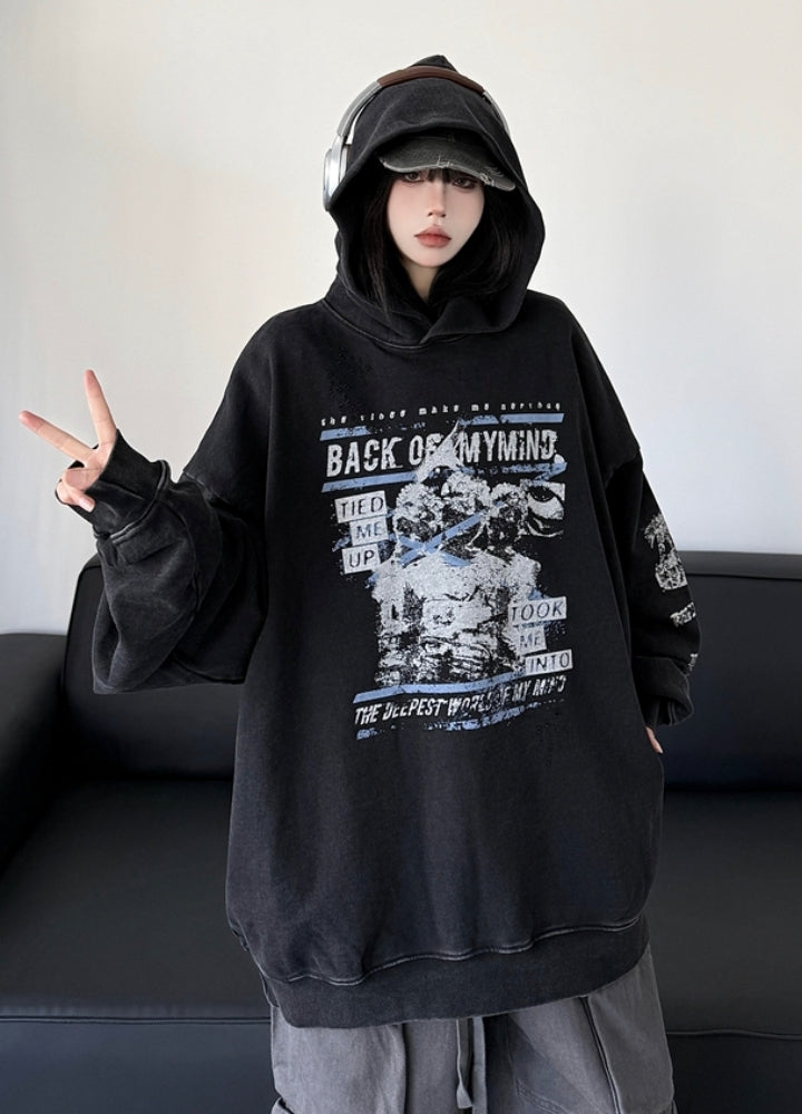 【W3】Front side design casual style oversized silhouette hoodie  WO0097