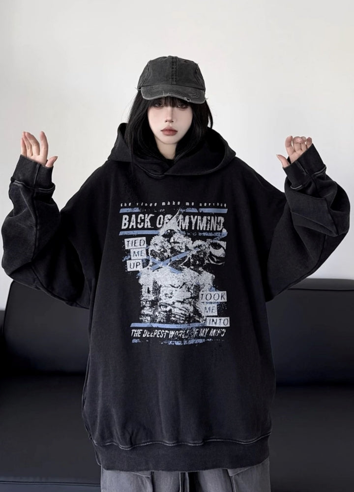 【W3】Front side design casual style oversized silhouette hoodie  WO0097