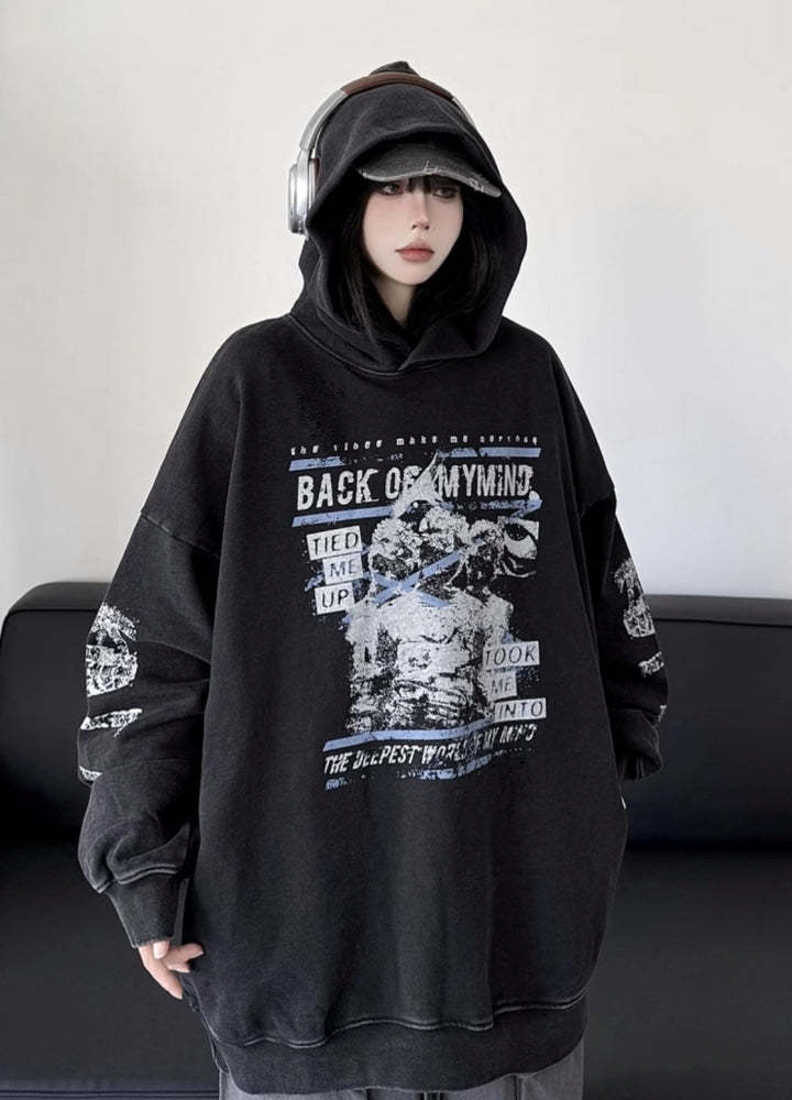 【W3】Front side design casual style oversized silhouette hoodie  WO0097