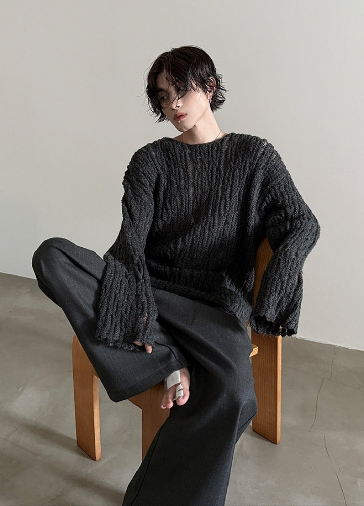 【Very Fewest】Loose style basic design grunge knit sweater  VF0038