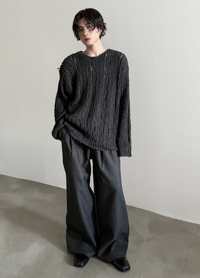 【Very Fewest】Loose style basic design grunge knit sweater  VF0038