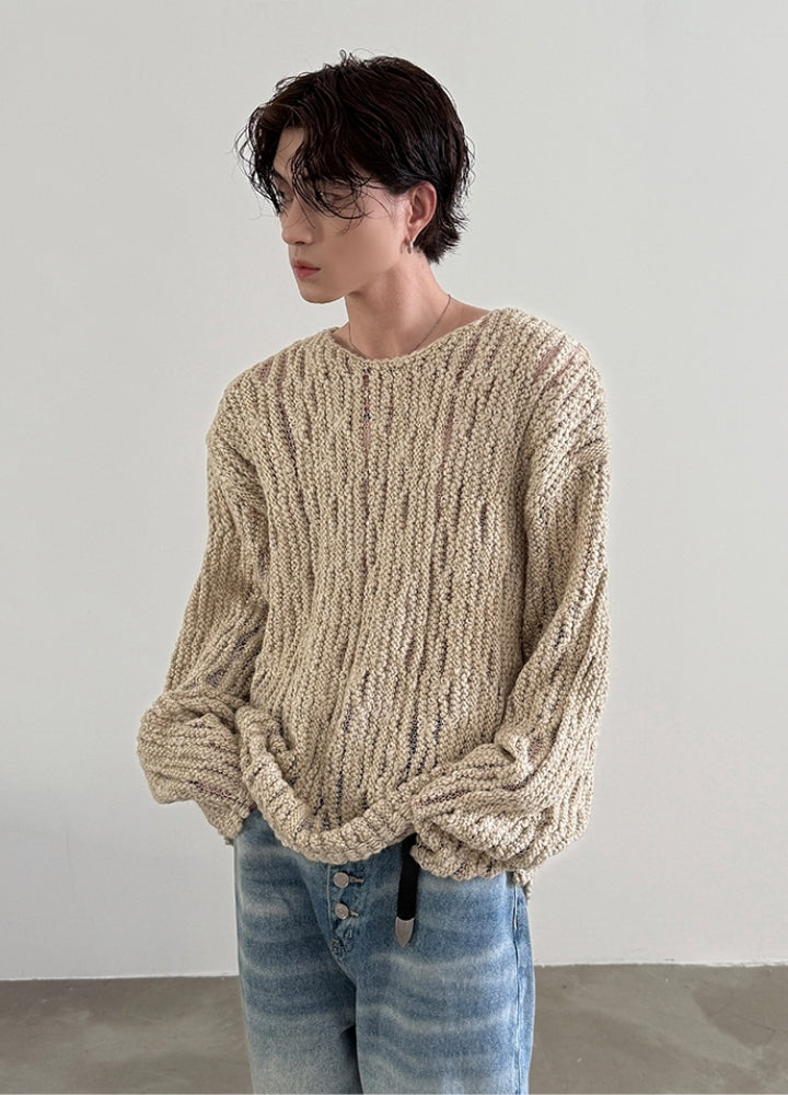 【Very Fewest】Loose style basic design grunge knit sweater  VF0038