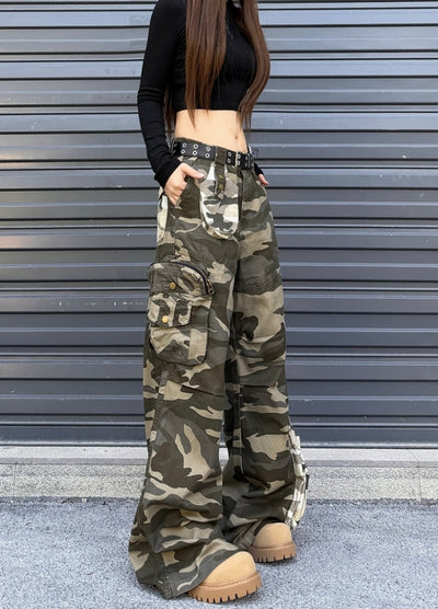 【W3】Gimmick pocket design docking camouflage pants  WO0089