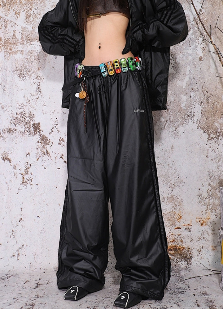 【UNCMHISEX】Gorgeous design color synthetic leather wide pants  UX0045