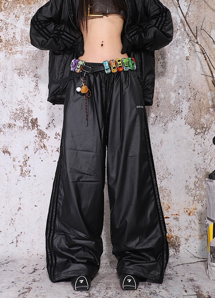 【UNCMHISEX】Gorgeous design color synthetic leather wide pants  UX0045