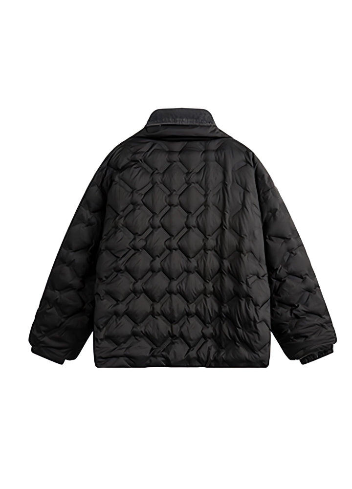 【BLACK BB】Quilted surface design neck belt jacket outerwear  BK0052