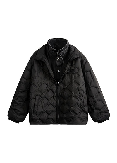 【BLACK BB】Quilted surface design neck belt jacket outerwear  BK0052