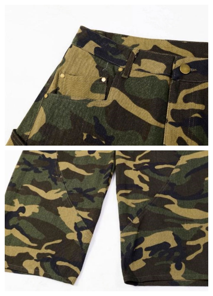 【Blacklists】Balloon wide silhouette simple camouflage pants  BL0031