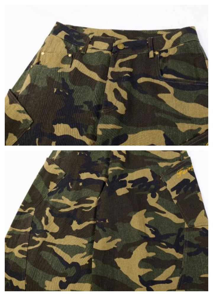 【Blacklists】Balloon wide silhouette simple camouflage pants  BL0031