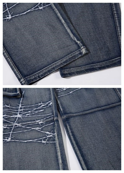 【Blacklists】Basic wide straight mid-length cargo denim pants  BL0030