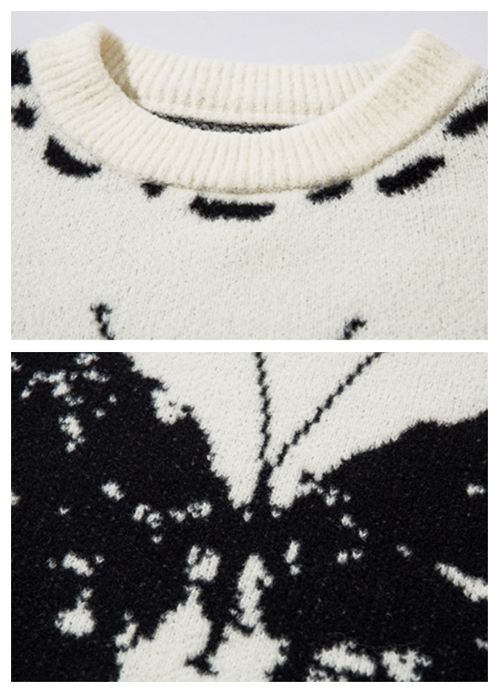 【VINMUK】Random hand-stitched design butterfly front knit sweater  VM0020