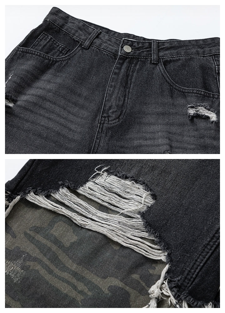 MR nearly】Double fabric gimmick design camouflage denim