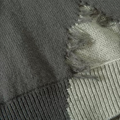 【NIHAOHAO】Doublecolor seam damage knit  NH0007