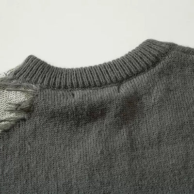[NIHAOHAO] Doublecolor seam damage knit NH0007