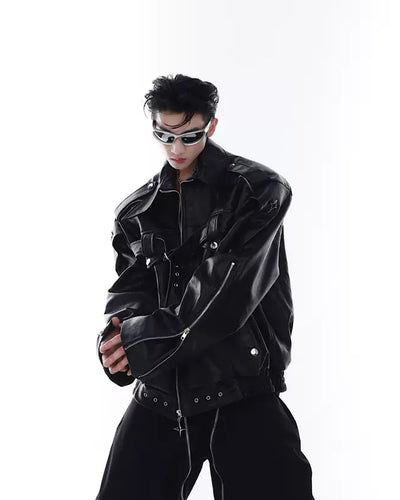 【Culture E】Pieced noble leather jacket  CE0031