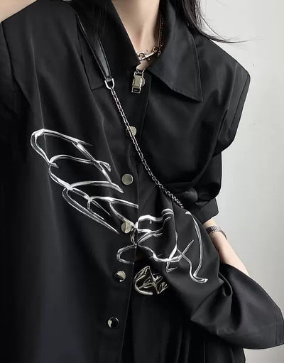 Silver Ouroborosdirt Black Shirt  HL2565