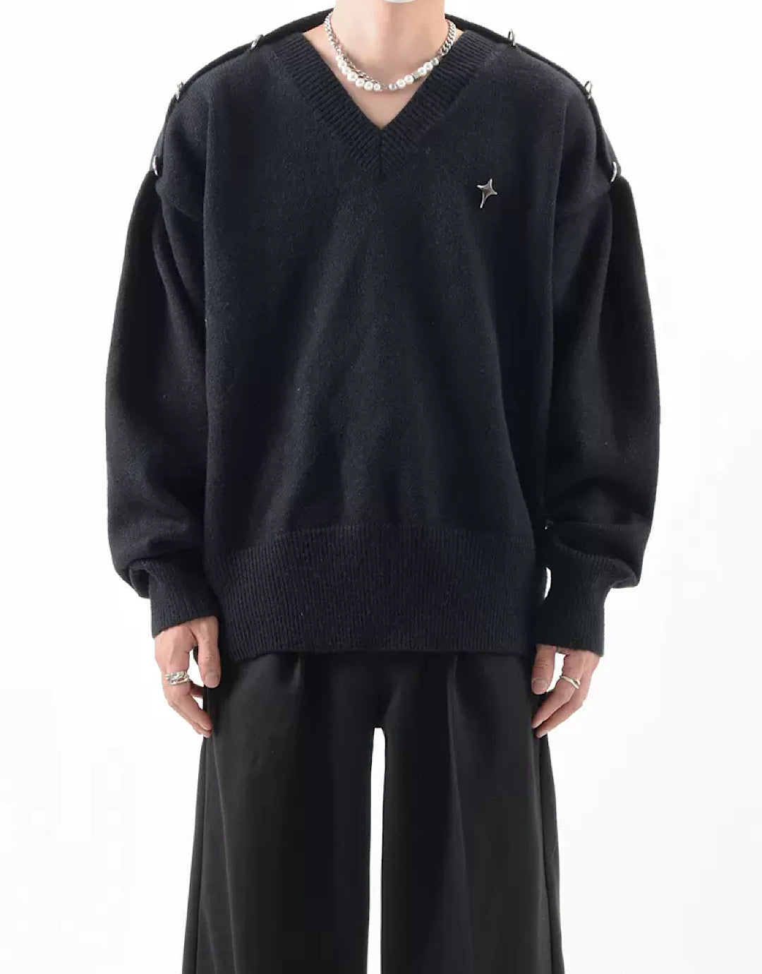 [LUCE GARMENT] Shoulder seam soft sweater LG0035