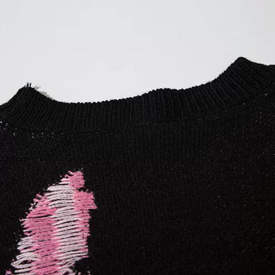 【NIHAOHAO】Colorline frayed damage knit  NH0003